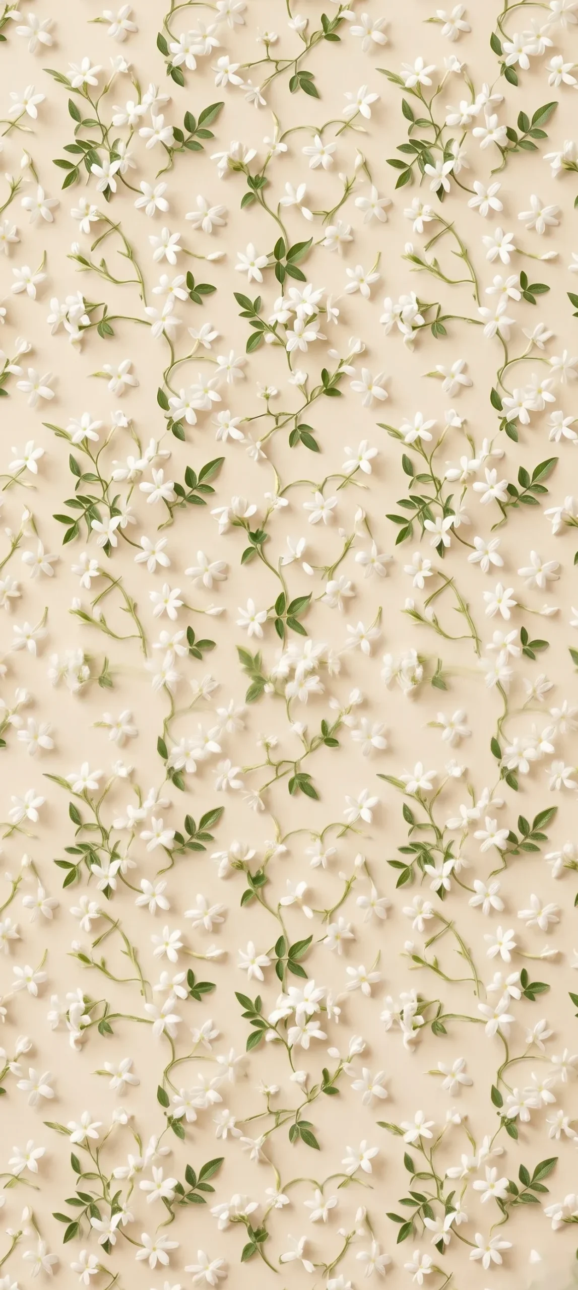 Soft Beige Floral Aesthetic Mobile Wallpaper